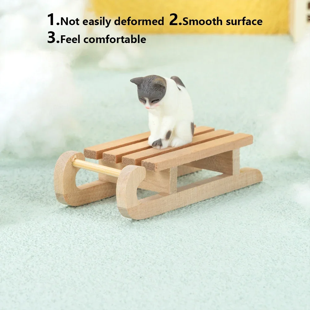 1-5Pcs Mini Simulation Snow Sled Non-Toxic 1/12 Wooden Sleigh Desktop Craft Christmas Home Decor Crafts Doll House Ornament