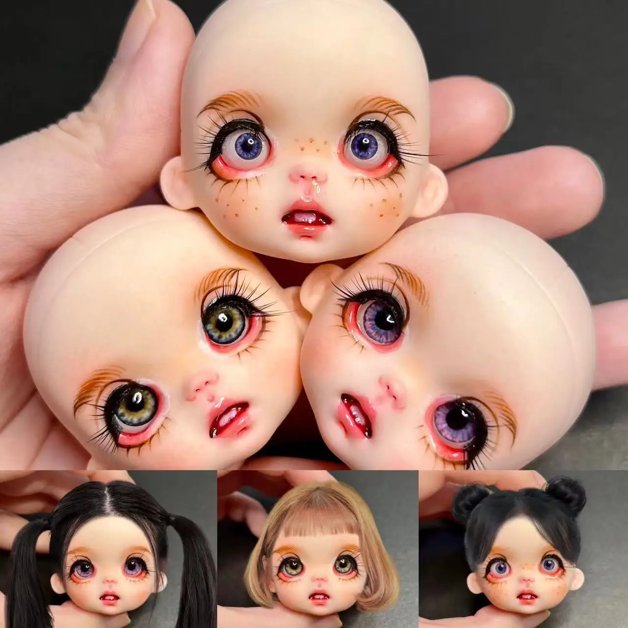 

1/8 BJD Doll Makeup DIY Doll Head With Colorful Eyes Doll Accessories For Children's Toys