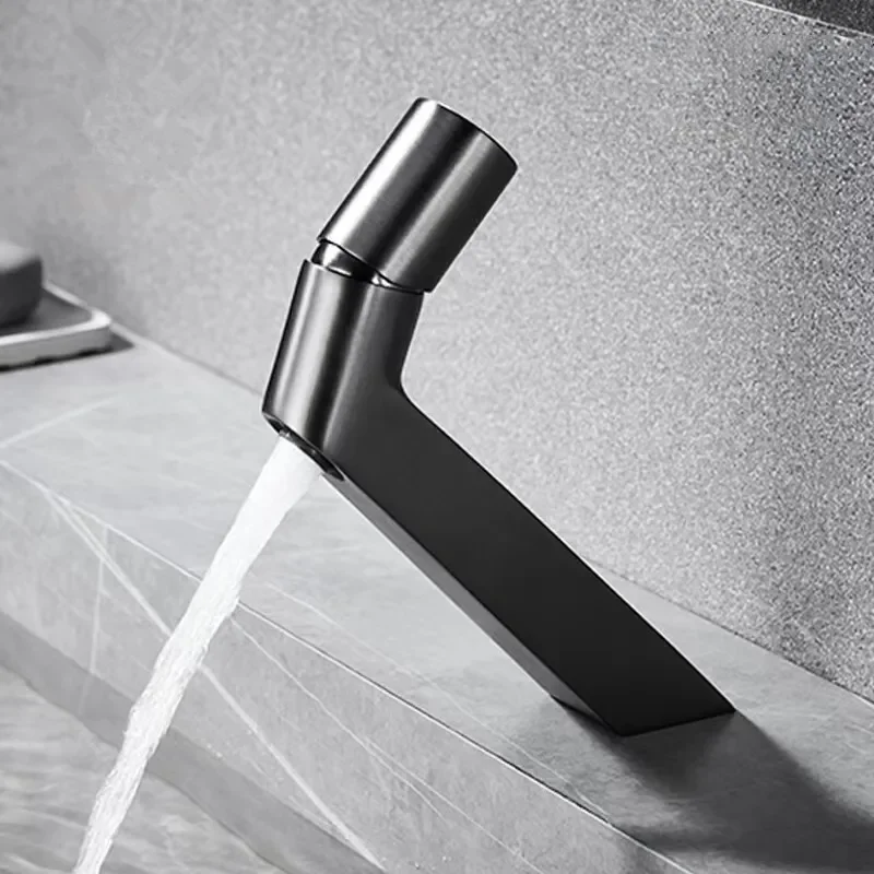 Bathroom Utensils Mixing Faucet Creative Design Brushed Gold Cold And Hot Basin One Hole Sink Metal Tap Accessories Bath