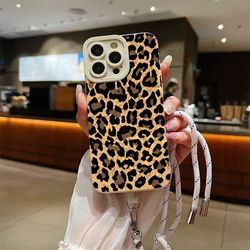 Leopard Print Lanyard Strap Silicone Phone Case - Brown - 7 8 Or SE 2020 (2)