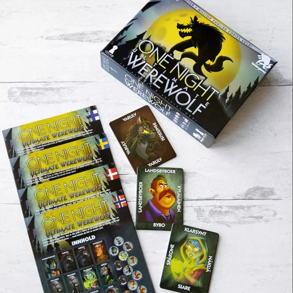 One Night Ultimate Werewolf Fun Party Card Game Daybreak Super Villains Revised Vampire Alien Edition Hidden Roles Deduction card games role playing game