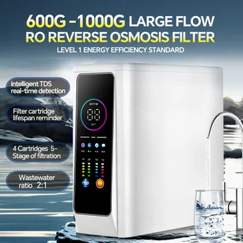 BROVA 1000G Sistema di filtraggio dell'acqua ad osmosi inversa Depuratore di acqua potabile diretta ad alto flusso TDS det in tempo reale intelligente 1