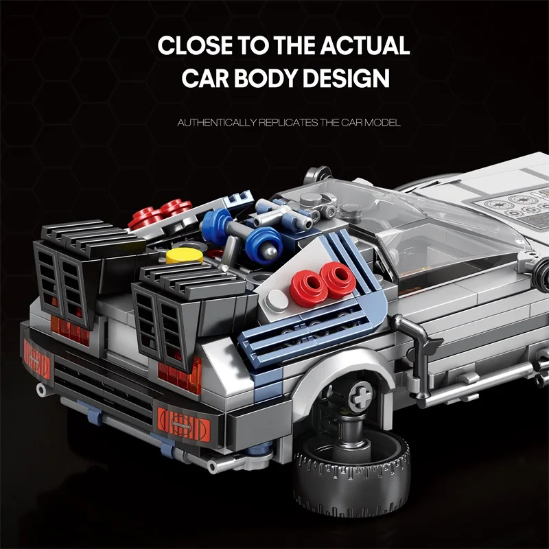 1:24 Classic Movie Racing Car Building Blocks MOC Model Sport Cars Toys Back Future Bricks Vehicle Festival Gifts for Boys Kids - 3