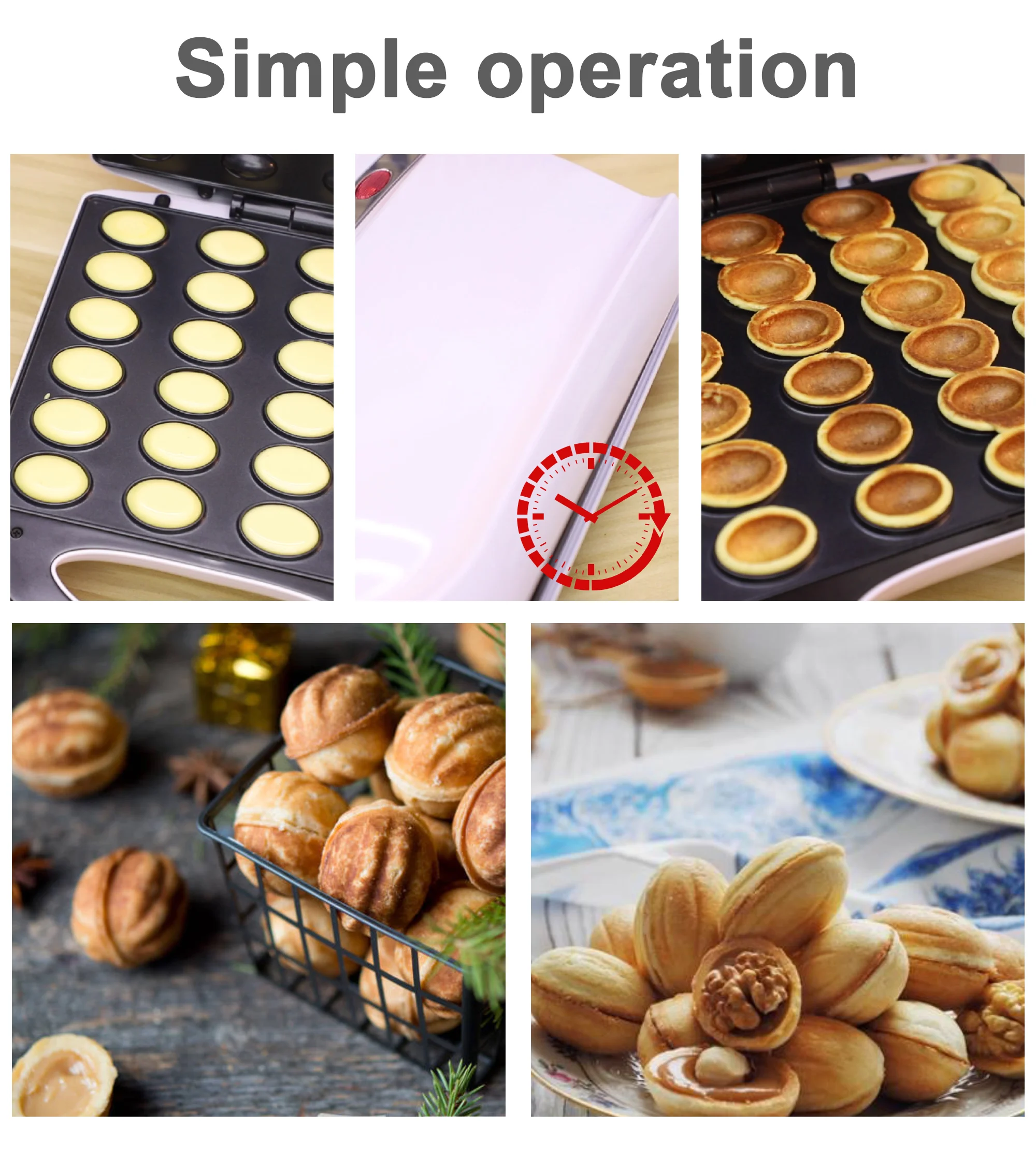 Description Picture 5 of item1400W Electric Walnut Cake Maker Automatic 24 Holes Nuts Maker Sandwich Maker Kitchen Breakfast Non-stick Cook Plates Sonifer