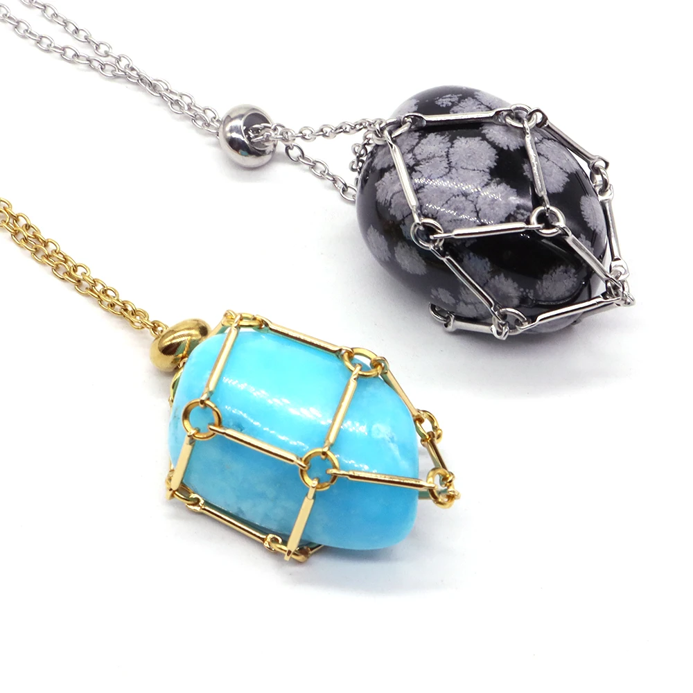 New Crystal Stone Holder Necklace Empty Stone Holder Adjustable  Interchangeable Crystal Cage Necklace DIY Stone Collecting - AliExpress