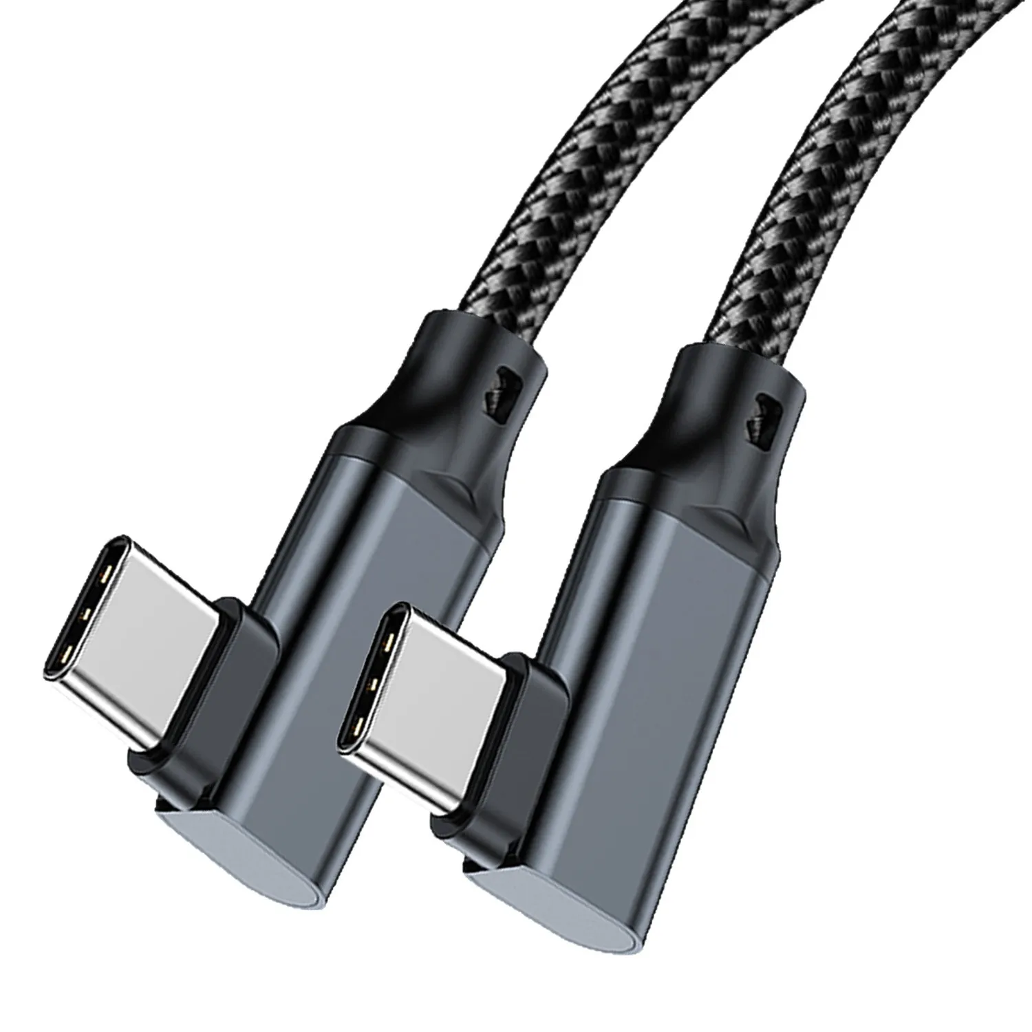 90도 듀얼 직각 USB 3.2 20Gbps 타입-C 데이터 케이블 스위치 8K 240W QC PD 충전 나일론 브레이드 코드 5m (VR 모바일폰용)