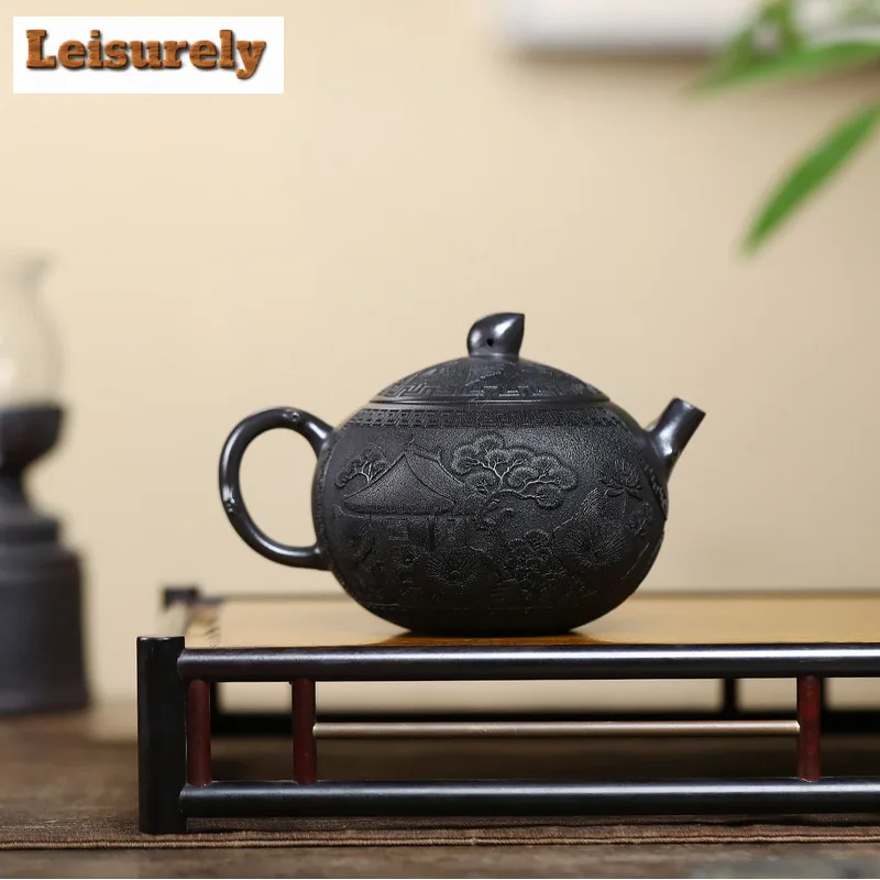250ml Vintage Yixing Purple Clay Teapots Handmade Peach Pot Raw Ore Stone Yellow Mud Tea Infuser Kettle With Filter Zisha Teaset