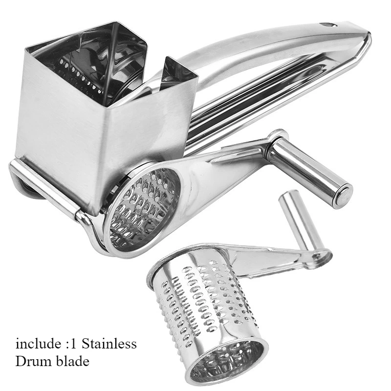 Rotary Cheese Grater Stainless Steel Handheld Cheese Grater, Manual Grinder Cutter Slicer Shredder with Stainless Drum Blades