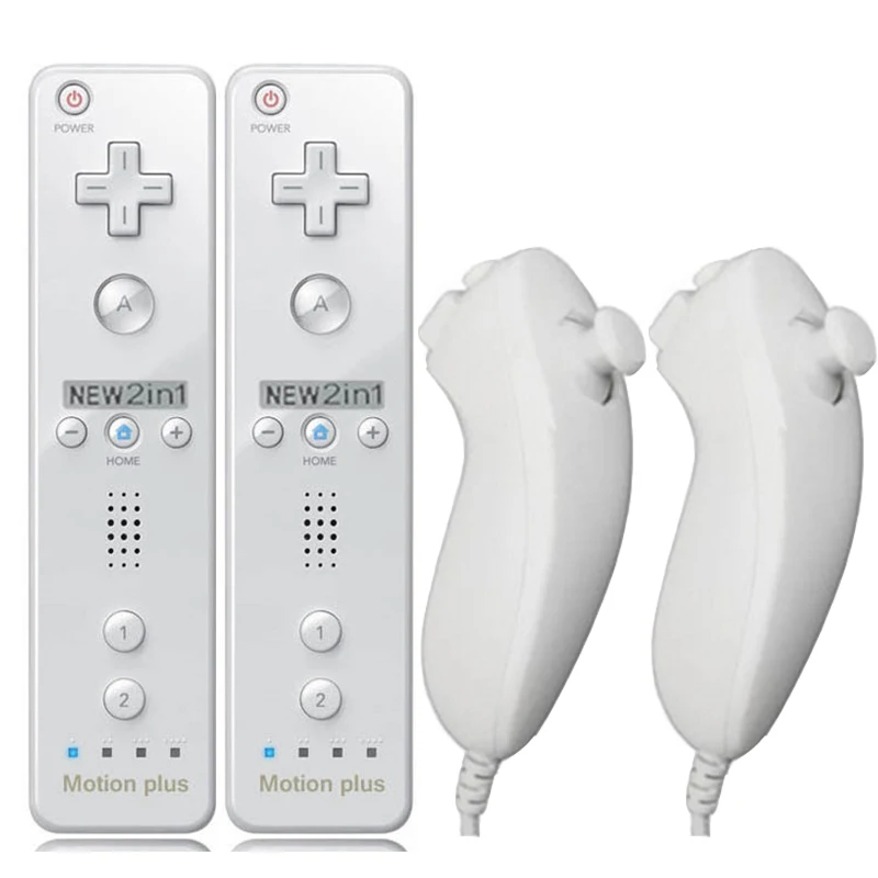 2PCS Remote Controller for Nunchuck Controller for Wii Console Wireless Gamepad with Motion Plus for Nintendo Wii Games Control2PCS Remote Controller for Nunchuck Controller for Wii Console Wireless Gamepad with Motion Plus for Nintendo Wii Games Control 