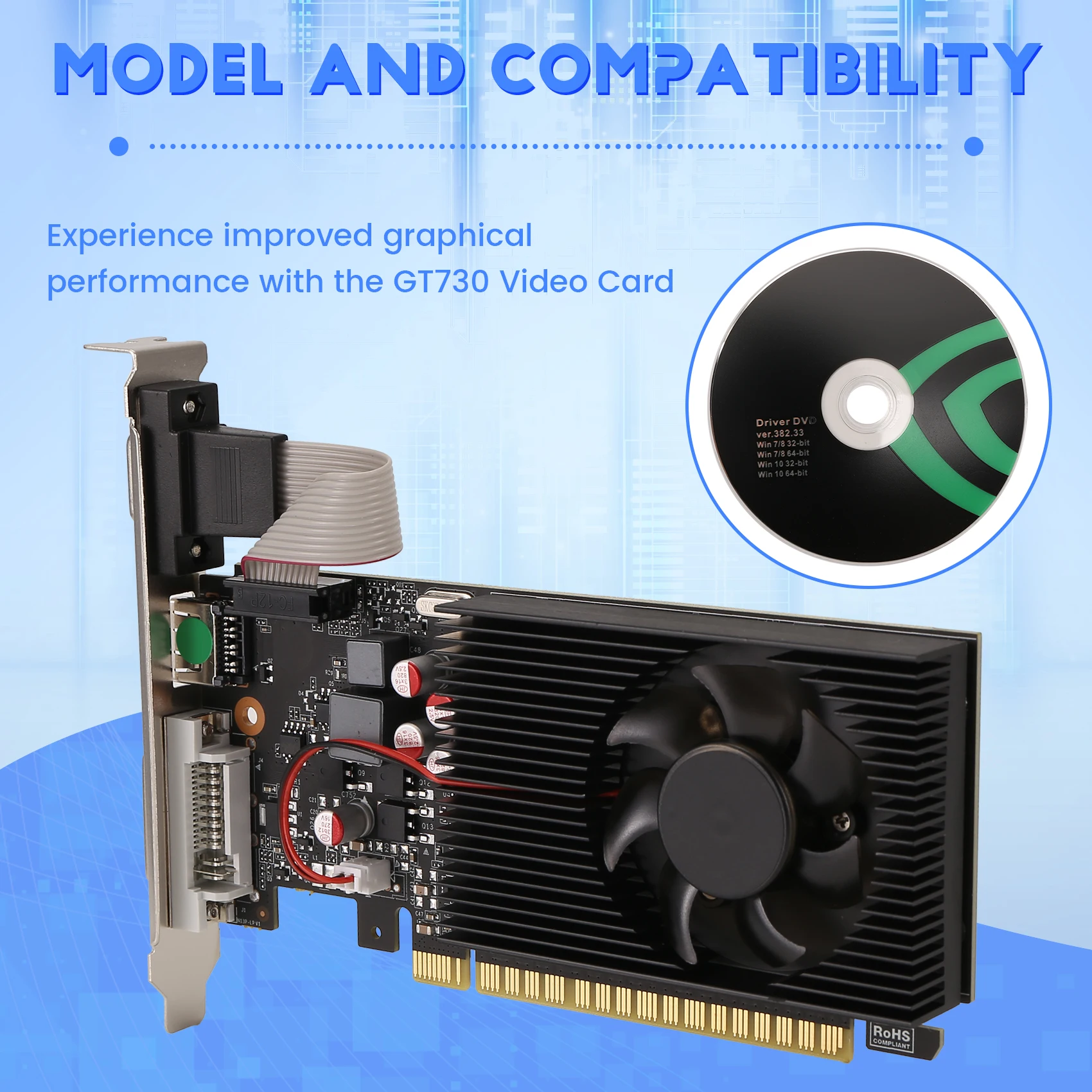 Breeshy Scheda Grafica GT730 4GB DDR3 128-bit Con Uscite DVI E VGA – Perfetta Per Gaming Base E Lavoro Grafico