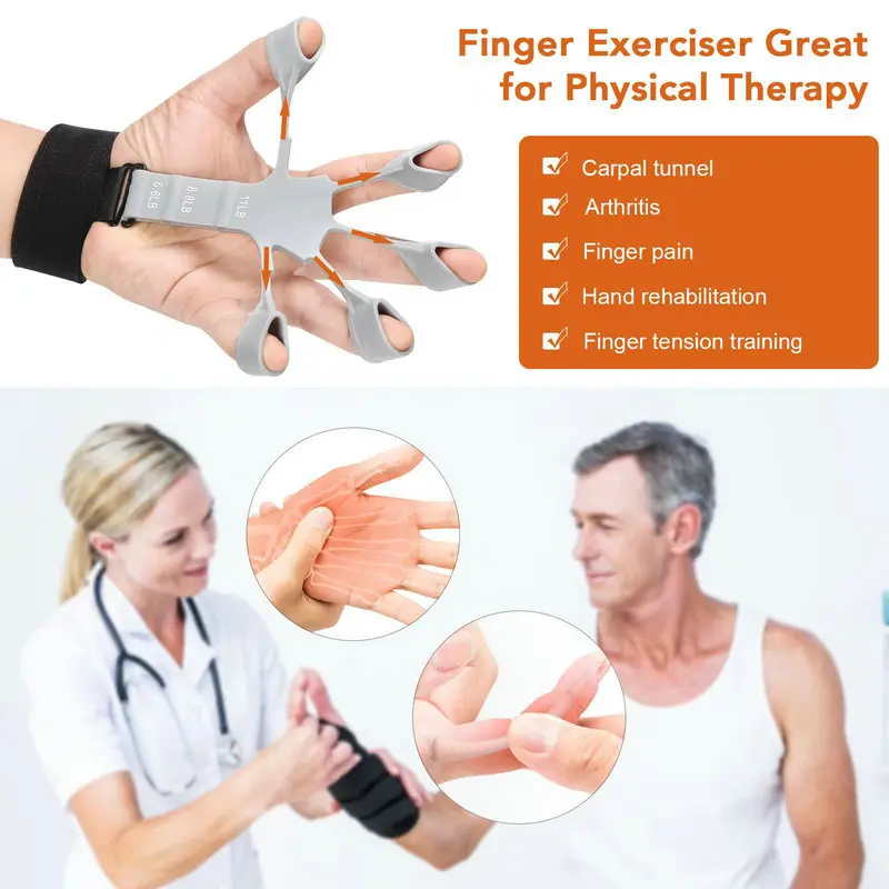 Hand Grip Strengthener 1pcs Silicone Gripster Hand Grip Finger Power Strengthener Stretcher Trainer Gym Fitness Exercise Hand Rehabilitation Accessorie