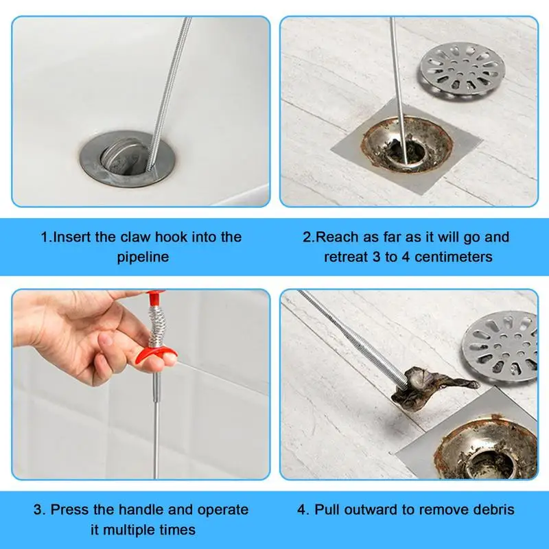 Drain Snake Hair Drain Clog Remover Sewer Dredge Pipeline Hook Clog Remover  Spring Pipe Dredging Tools Sink Drain Unblocker - AliExpress