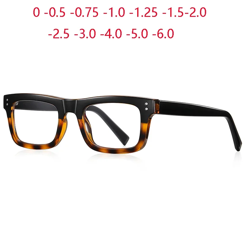 

Очки мужские с леопардовой оправой, квадратные фотохромные очки для близорукости, с диоптриями 0-0,5-0,75-6,0