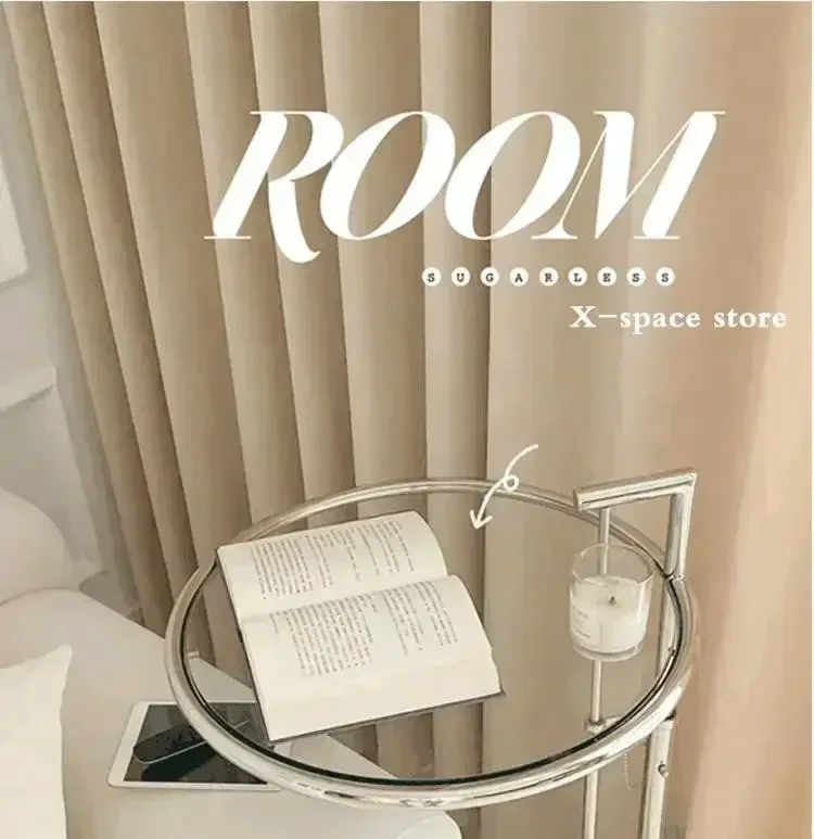 Nordic C-Shaped Glass Top Coffee Table Stainless Steel Lift Design Adjustable Sofa Side End Table Living Room Furniture