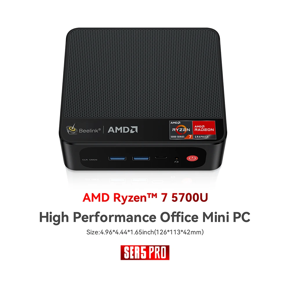 Buy Beelink Mini PC, AMD Ryzen 7 5700U(8C/16T, Up to 4.3GHz), 16GB DDR4 RAM  500GB PCIe3.0 x4 SSD, SER5 Pro Mini Desktop Computer Support 4K Triple  Display/DP/HDMI/USB 3.2/WiFi 6/BT5.2, Gaming/Office/Home Online at