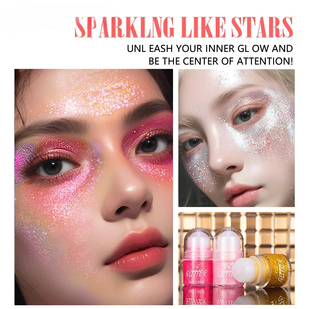 Rolling Sequins Glitter Gel Face Body Painting Shine Liquid Green White Pearl Gloss Eye Shadow Brighten Stage Makeup Decoration 5