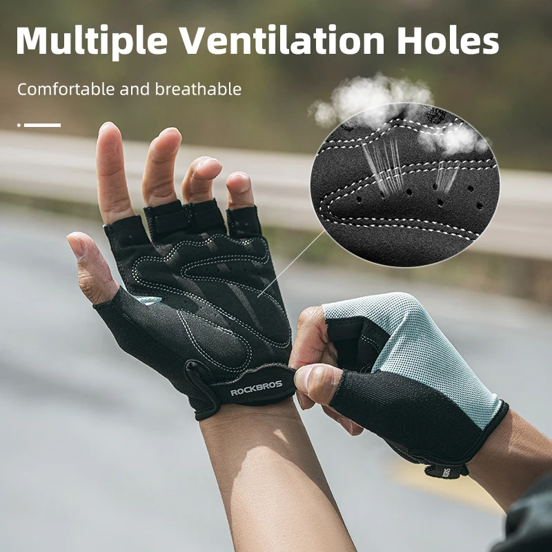 ROCKBROS Cycling gloves Men Women Half Finger Sport Gloves Breathable Summer MTB Mountain Outdoor Fitness Mittens Bike Gloves 3