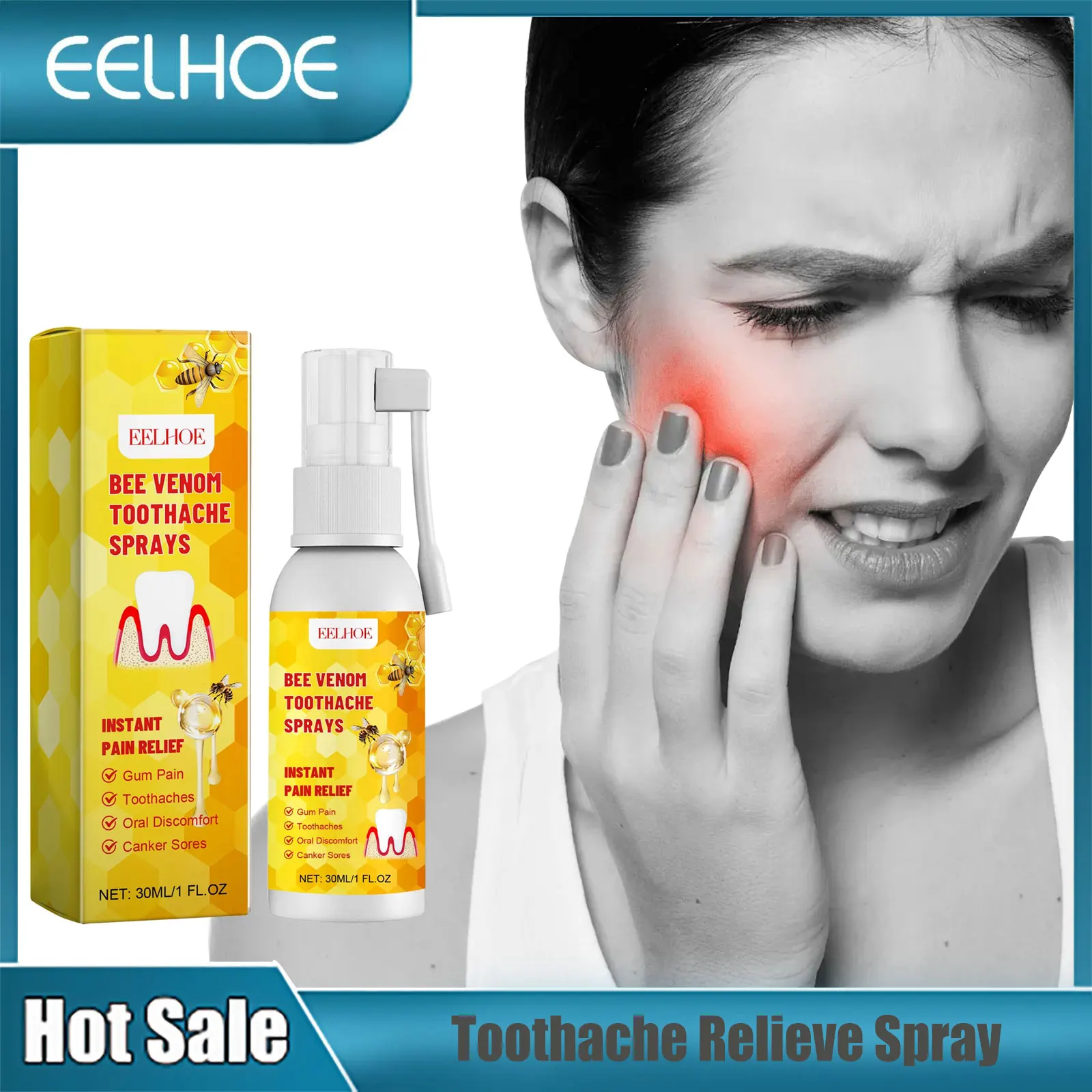 Toothache Quick Repair Gum Spray Veneno De Abelha Al vio Da Dor Dente Toothache quick repair gum spray veneno de abelha al vio da dor dente