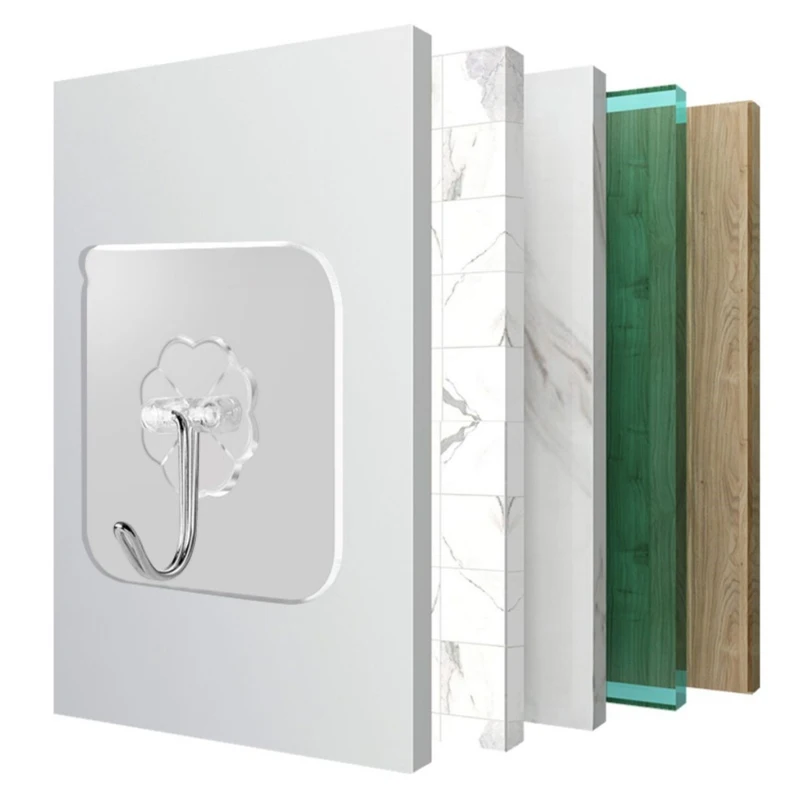 Premium Transparent Self-Adhesive Wall and Door Hooks - Heavy Duty Hangers