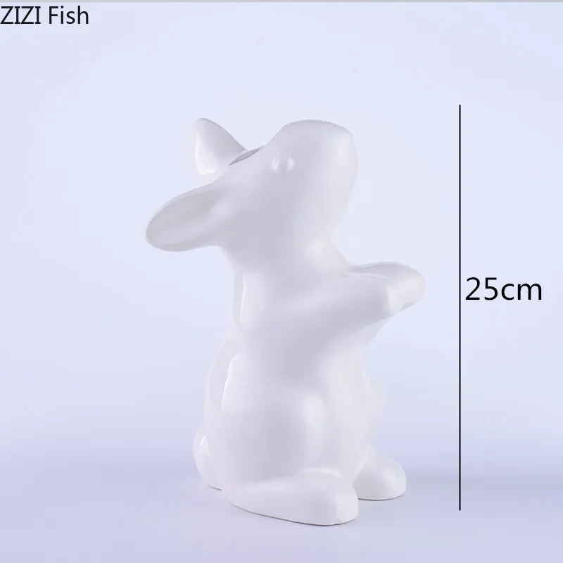 Nordic Creative ceramics vase rabbit lovely Flower arrangement Simulated animal Modern home Decorative ornaments Children's room 5