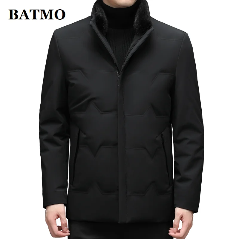 

Batmo 2022 new arrival winter 90% white duck down jackets men mink fur collar &Rabbit fur liner thick warm coat BRK66