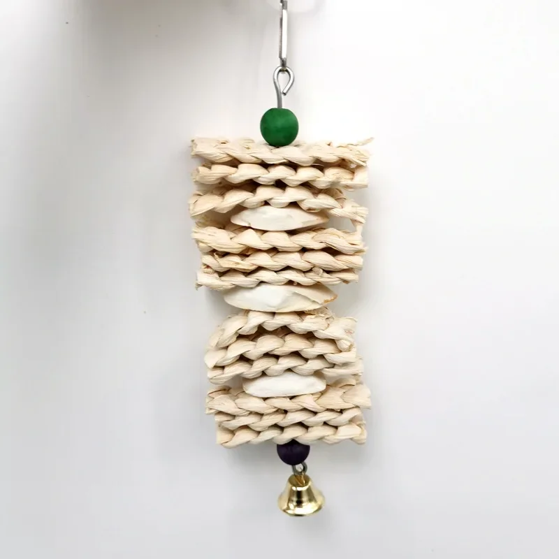 Bird Toys Chewing Toy Parrot Cage Bite Toys Corn Husks Color Wood Beads Entertainment Toys for Small and Medium Parrots Birds 3