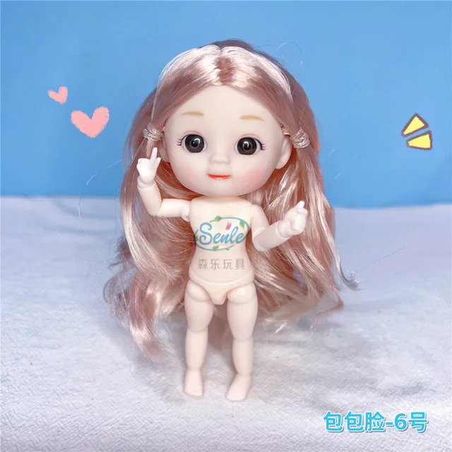 New OB11 Doll Body 13 Joints Cute Face 3D Brown Big-eyed 12CM Naked Dolls with Shoes Children Girls DIY Toy Gift 1/12 Munecas 6