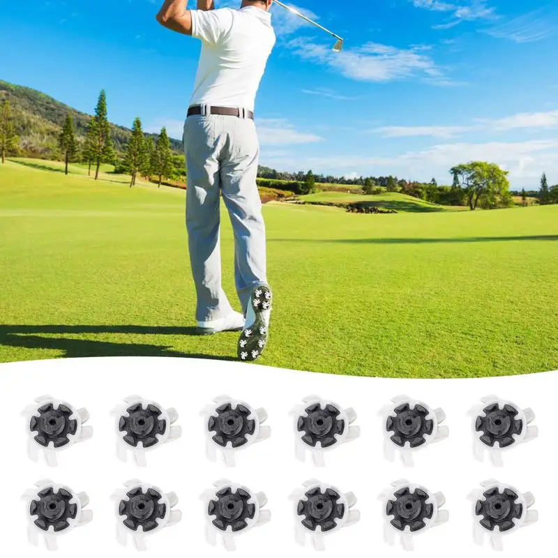 Golf Spikes Footwears 12 Pieces Golf Shoe Spikes Golf Cleat Quick Twist Golf Spikes Golf Cleats Portable Wrench Screw For Golf 2