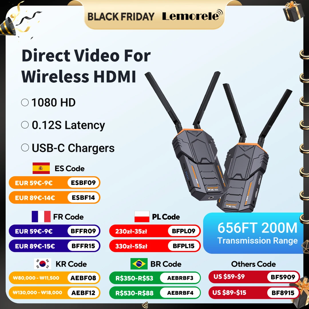 Lemorele Wireless Extender Kit 200M 5.8Ghz Wireless HDMI