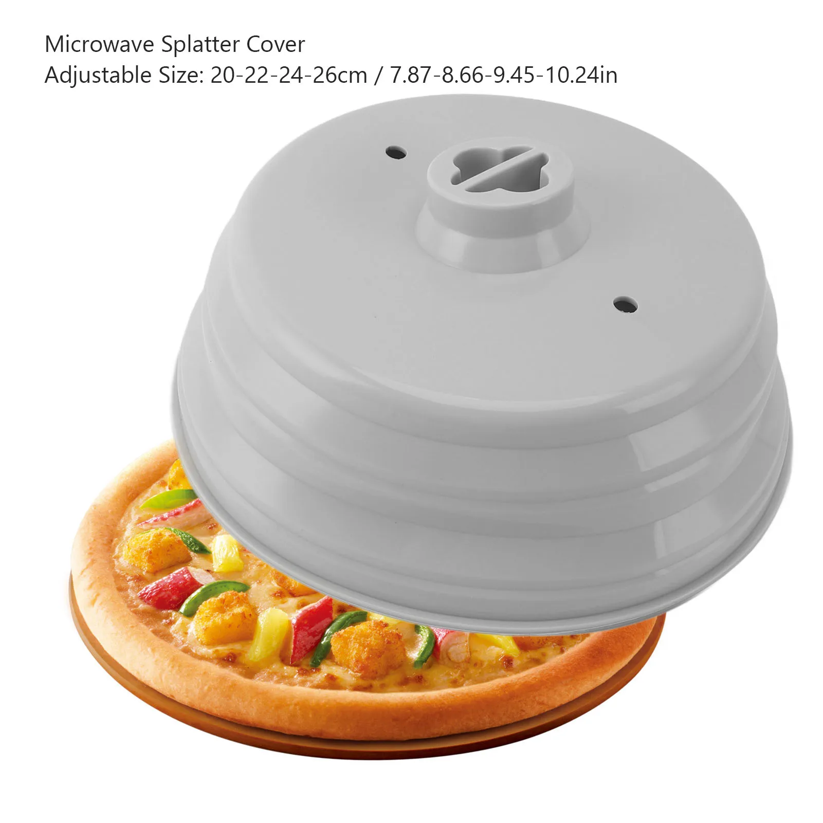 Silicone Microwave Guard 20 To 26cm Adjustable Microwave Splatter Cover Tough Multifunctional with Grip Handle for Kitchen