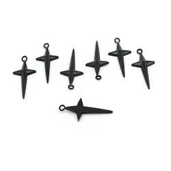 Set of 10 Stainless Steel Gothic Cross Charms (Black)