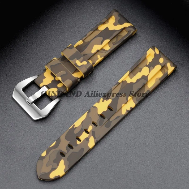 Camouflage Blue-Black-Grey Soft Silicone Watchband Replacement Strap