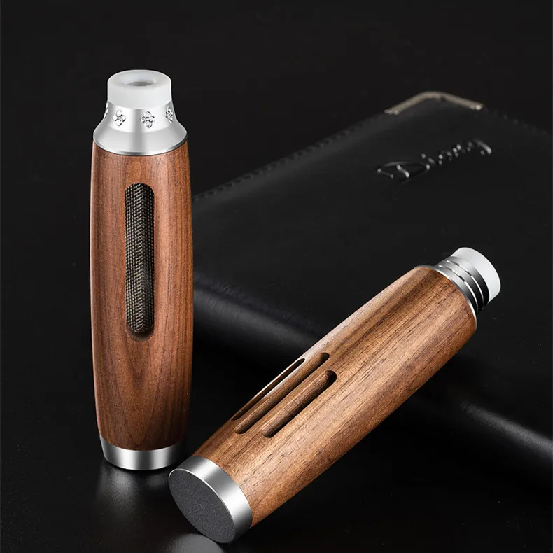 Wood Ashtray Pocket Cigar Ash Tray Soot Cover Portable Ashtray For Car Smoking Accessories With Velvet Bag and Cleaning Brush portable ashtray,cigarettes ashtray,wood ashtray