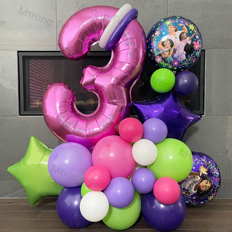 Disney Encanto Mirabel Party Balloons Set 30 Pollici Blue Number Foil Balloons For Kids 1 2 3 4 5 6Th Birthday Decoration Air Globos