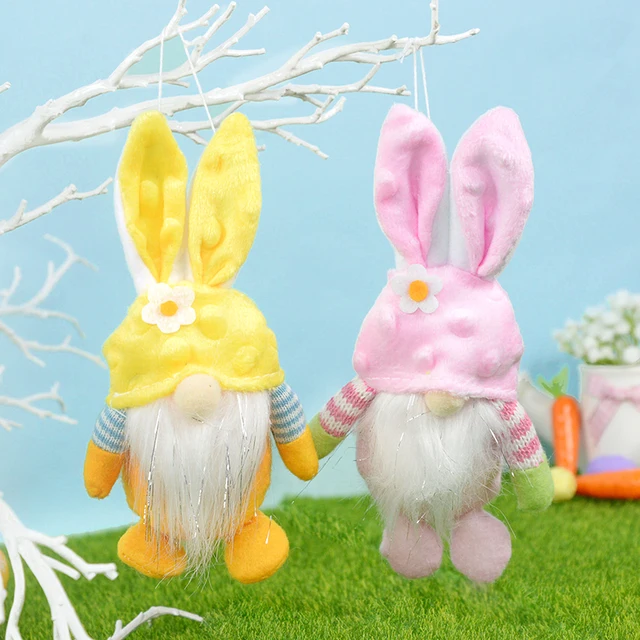 Poupée lapin de pâques Gnome sans visage, décorations de pâques  réutilisables faites à la main pour la maison, ornements de printemps  suspendus, cadeau pour enfants - AliExpress