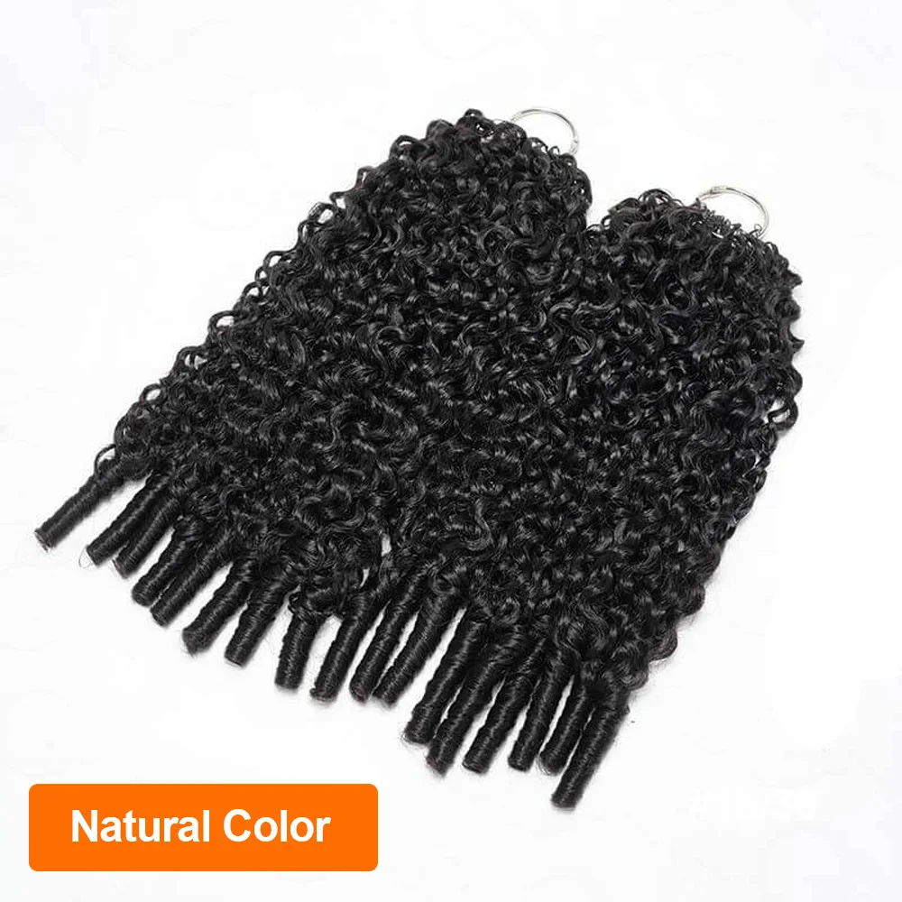 Burmese Curly Honey Blonde Highlight Crochet Hair Machine Made Feather Human Hair Extension Braiding Hair With Invisible Knot 4