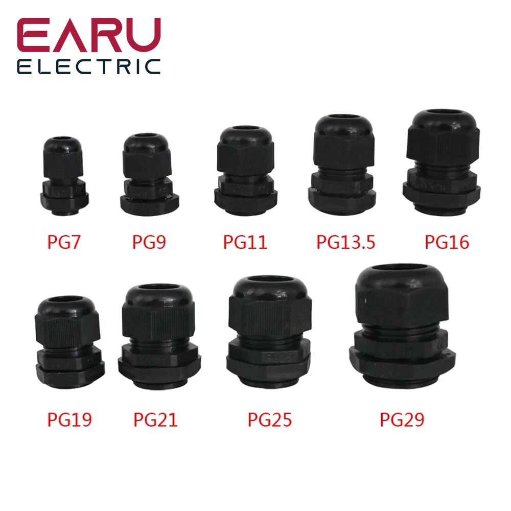 10PCS Waterproof Cable Gland Cable Entry IP68 PG7 PG9 PG11 PG13.5 PG16 PG19 PG21 PG25 Nylon Plastic Connector