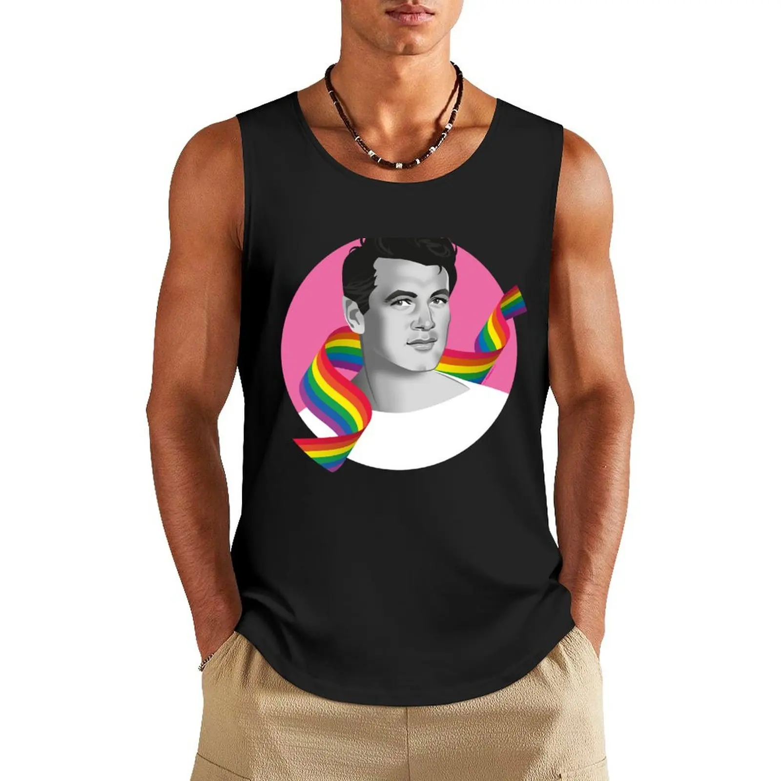 Rainbow Rock Tank Top Man sleeveless shirt bodybuilding new in tops & t-shirt