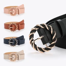 

The New Classic Retro Fashion All-Match Leather Light Body Round Buckle Simple Circle Pin Belts For Women Fashion Jeans Female