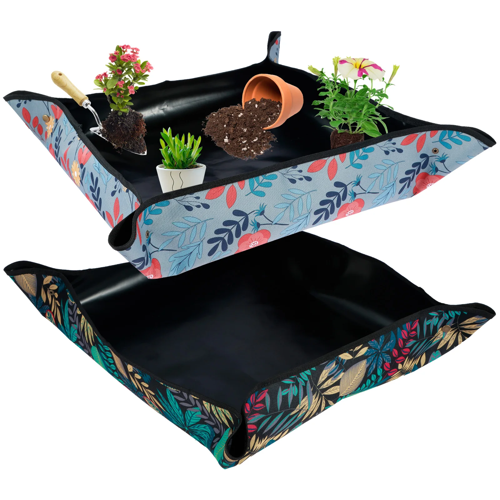

2Pcs Plant Repotting Mat Waterproof Oxford Cloth Bonsai Transplanting Pad Square Foldable Indoor Potting Mat Succulent Gardening