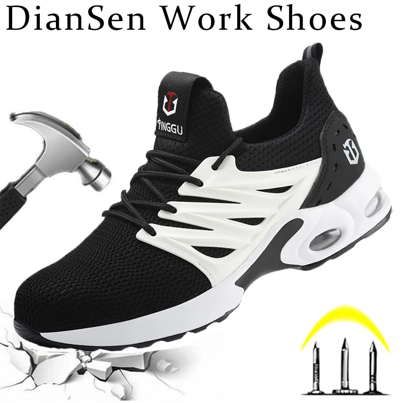 

DianSen Men's Lightweight Safety Shoes Work Safety Boots Anti-smash Anti-stab Sneakers Breathable Steel Toe Shoes for Men