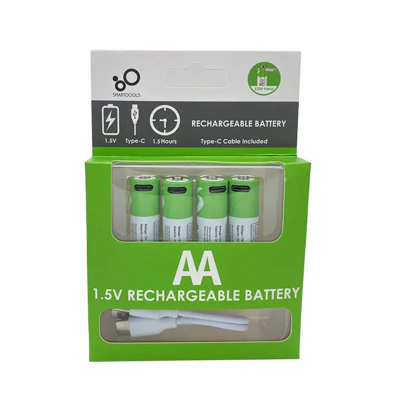 Pilas AA + AAA recargables USB 1,5 V AA 2600mWh/AAA 750mWh baterías de  iones de litio para juguetes reloj reproductor MP3 termómetro + Cable de  TYPE-C - AliExpress