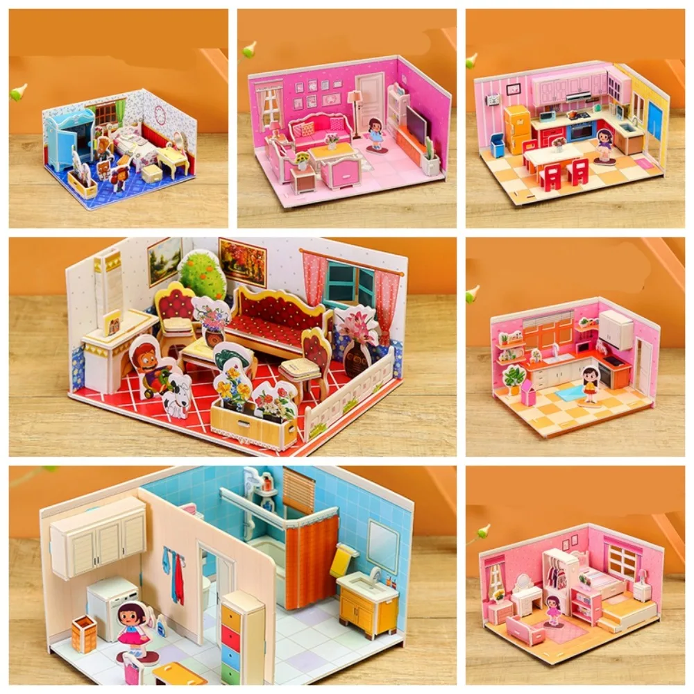 Creative Paper 3D Paper Puzzle Room DIY Bathroom Boys Girls Toys Assemble Gift Kitchen Boys