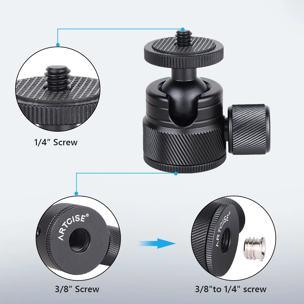 Portable Aluminum Alloy 360 Degree Double U-Groove Design Ballhead for Phone Camera Max Load 3kg tripod ball head