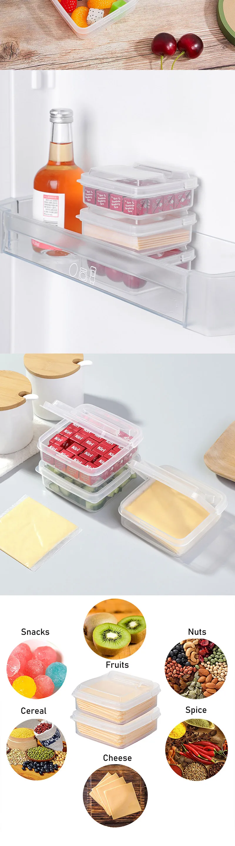 Description Picture 5 of itemCheese sorting box Refrigerator sealed crisper Clamshell Butter block storage box Scallion ginger garlic seasoning storage box