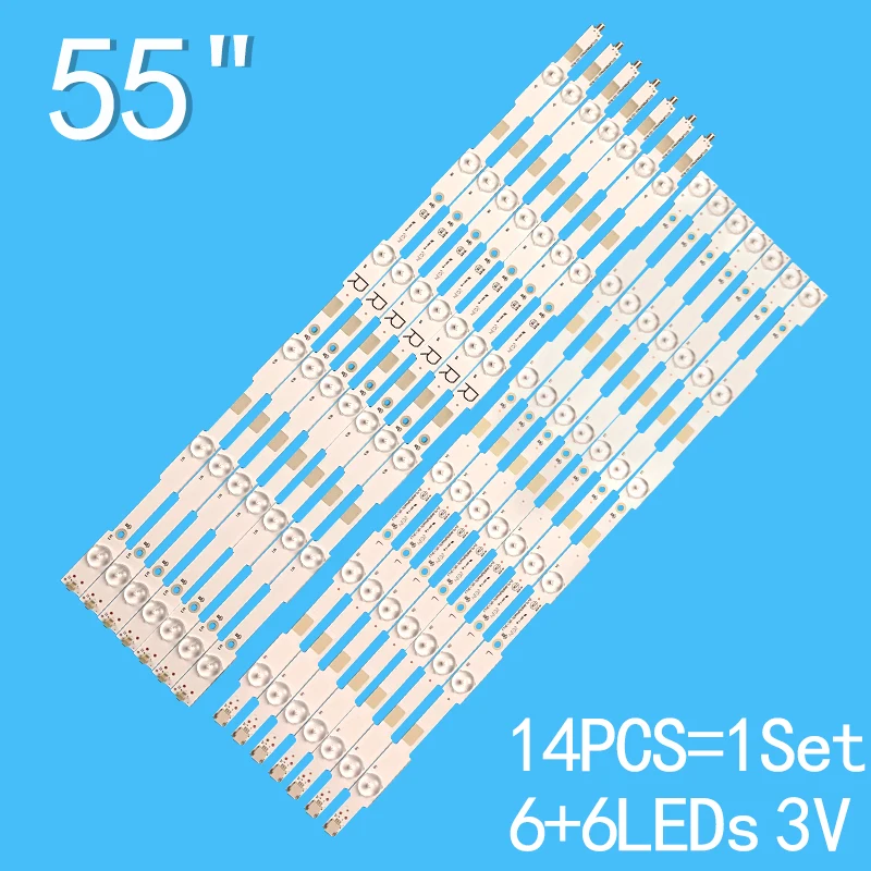 14PCS suitable for Philips 55-inch TV 55PUH6400/88 55PUK6400/12 TPT550J1-QVN03. U 55PUX6400 LB55043 LB55037 LB55052 E556 R+L LED