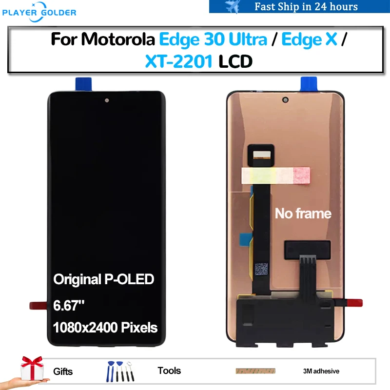 Originale P-Oled Per Motorola Edge 30 Ultra Edge X Xt-2201 Pantalla Display Lcd Touch Panel Screen Digitizer Assembly Sostituzione