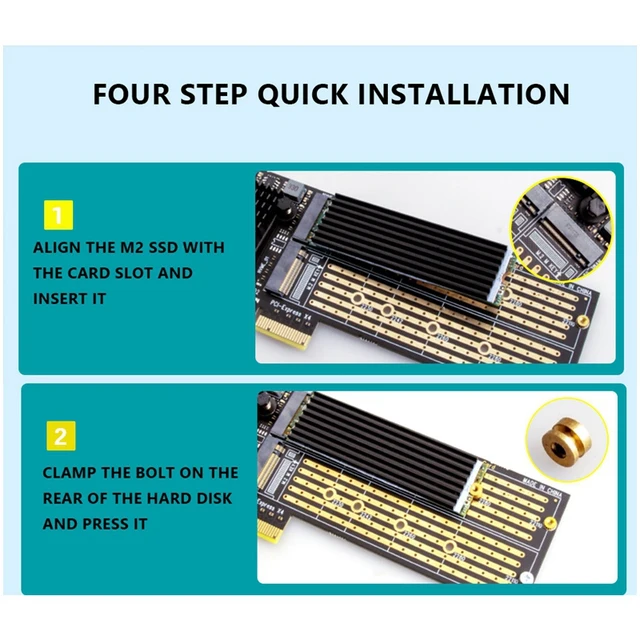 Dual Slot M.2 Carte Dadaptateur NGFF TO PCIe, SSD M2 SSM NVMe Vers PCIe 3.0  X4 32 Gbp / S, SSD M2 Vers SATA 6 Gbp / S B Key M2 SSD2230 2242 2260 2280  22110 Du 18,68 €