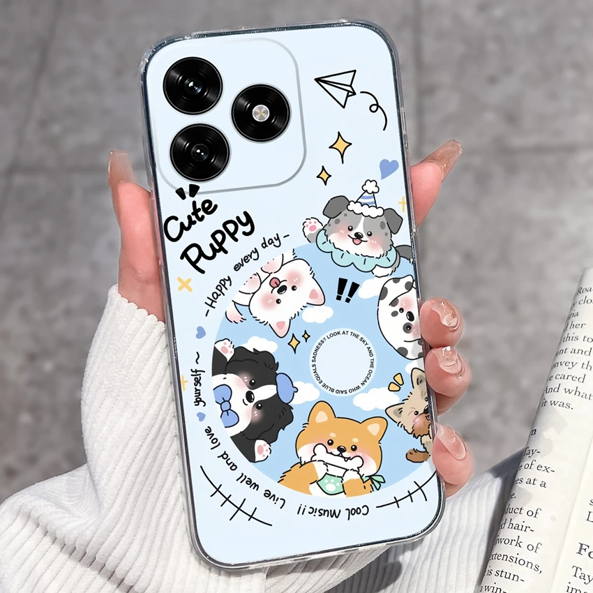 Cute Panda Puppy Soft Silicone TPU Clear Phone Case Back Cover