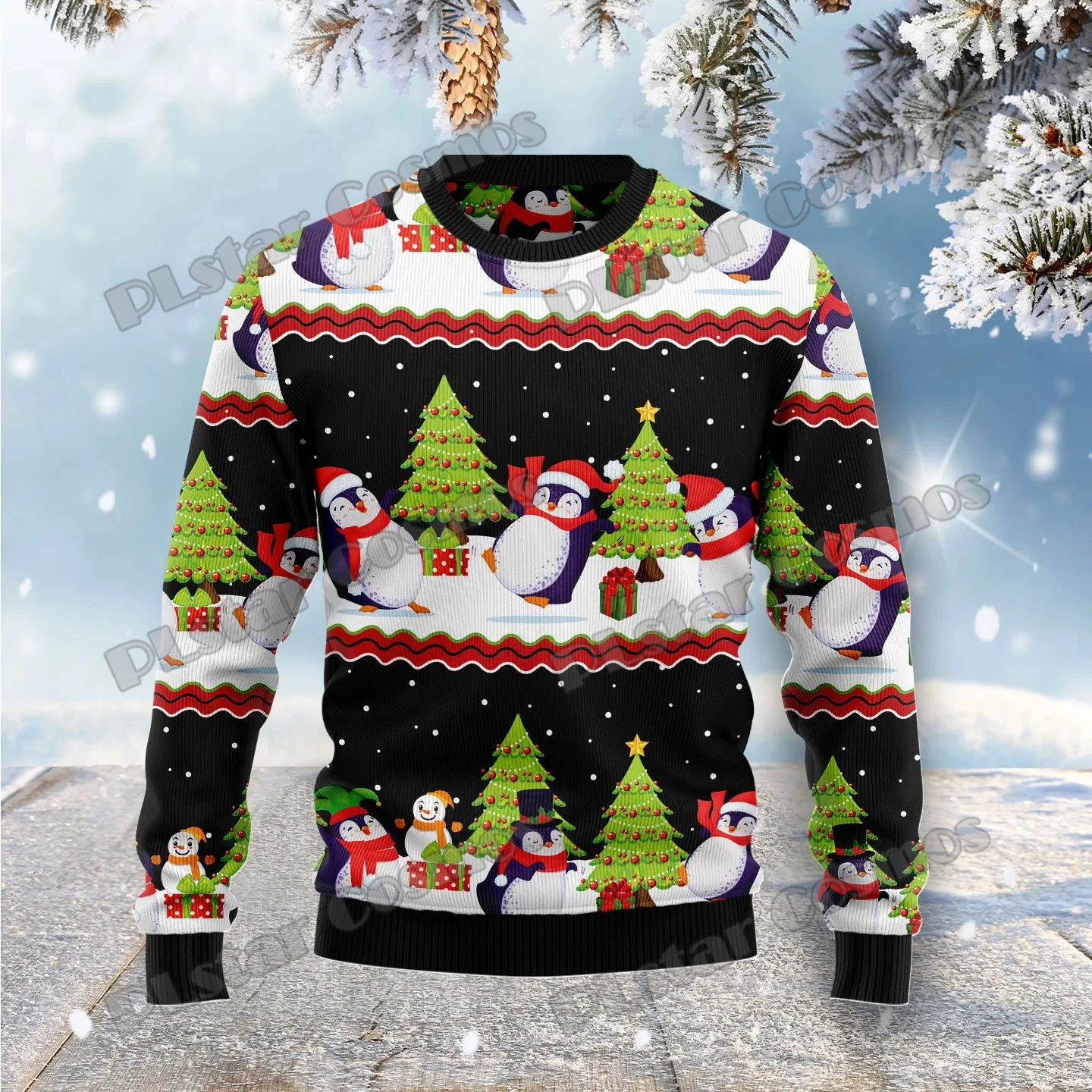 PLstar Cosmos Lovely Penguin 3D Printed Fashion Men's Ugly Christmas Sweater Winter Unisex Casual Knit Pullover Sweater MYY45